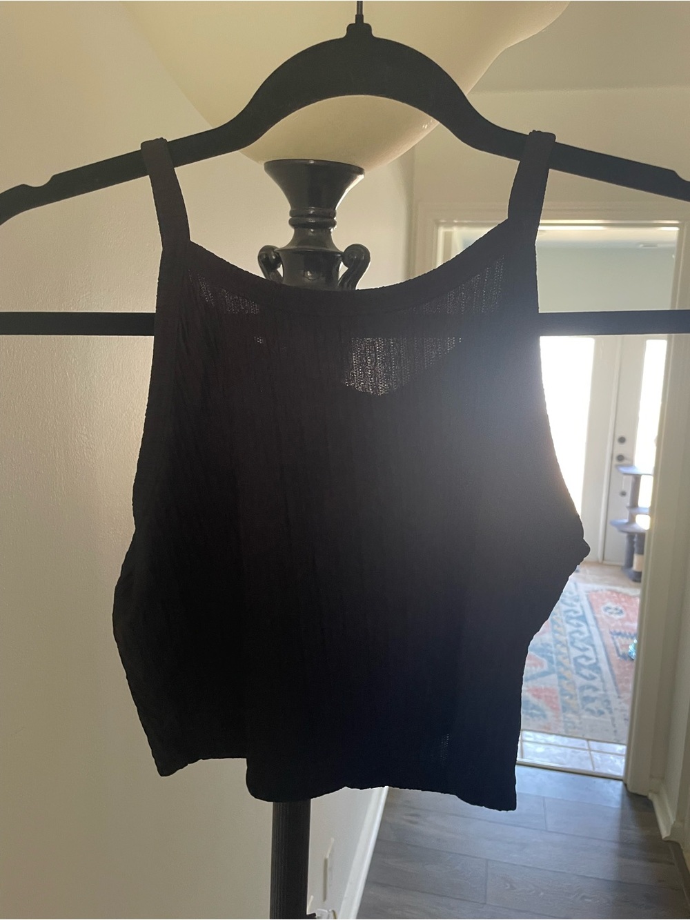 SHEIN Black Ribbed Cropped Tank Top
